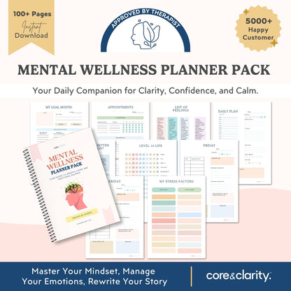 Mental Wellness Planner Pack | Prioritize Self-Care & Peace